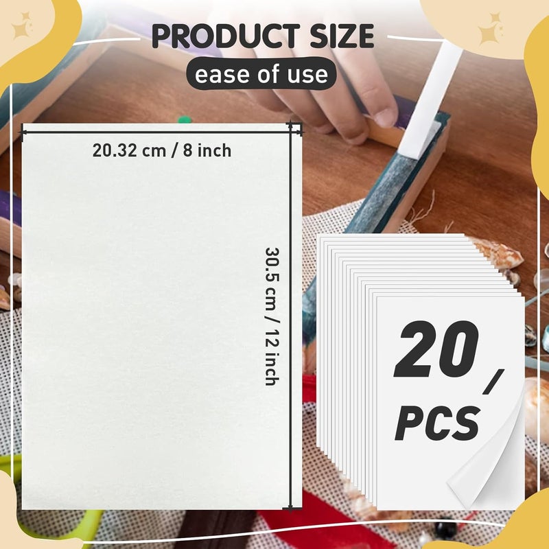 Iffitya Iron On Adhesive Sheets 20PCS, Heavy Weight Double-Sided Heat Melt Fabric Glue Sheet, A4 Size Fusible Adhesive Sheets, Press-on Patch Iron On Tape, Fusible Interfacing for Sewing, Heat and Bond - Image 5